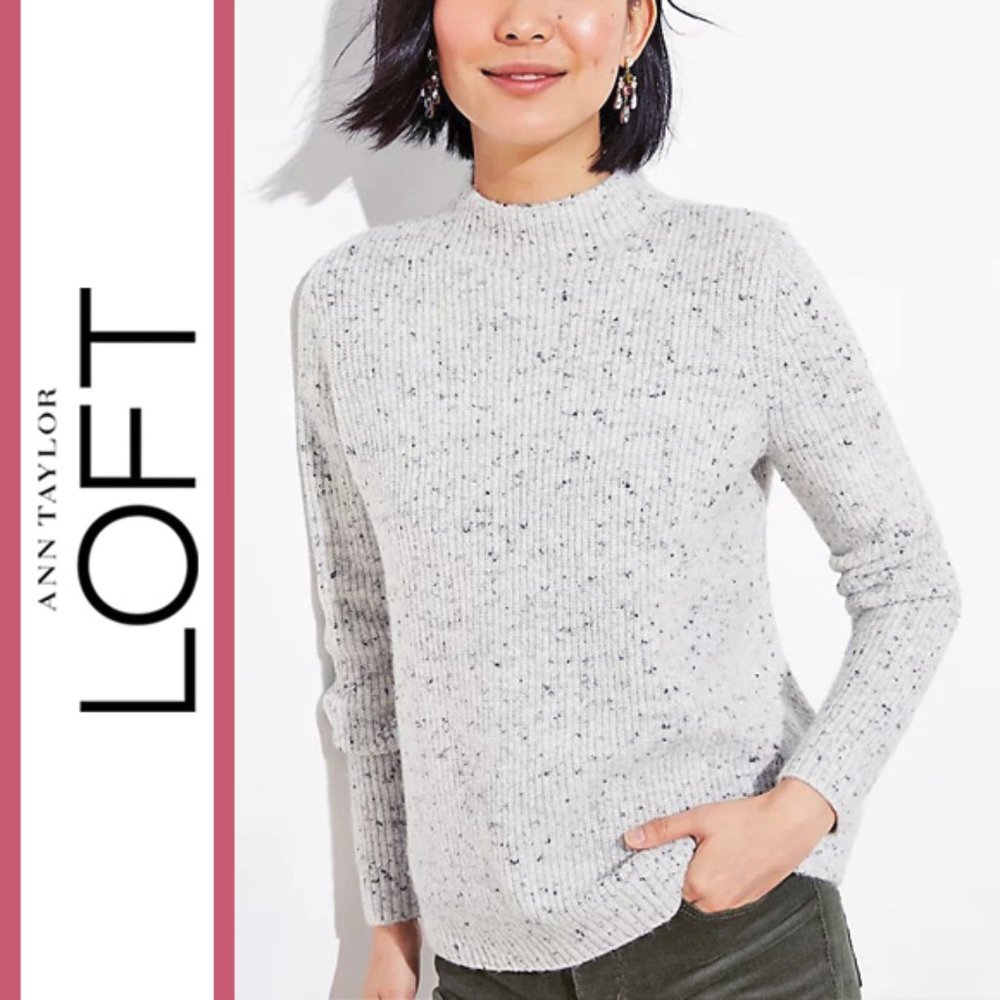Loft | Shimmer Flecked Mockneck Pullover Sweater